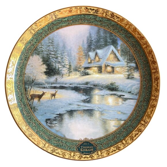 2013 Thomas Kinkade Deer Creek Cottage Collector Plate Limited Edition Porcelain - Picture 4 of 14